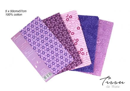 Tissu de Marie Fat Quarter Ametyst 50x57cm - 5 stk